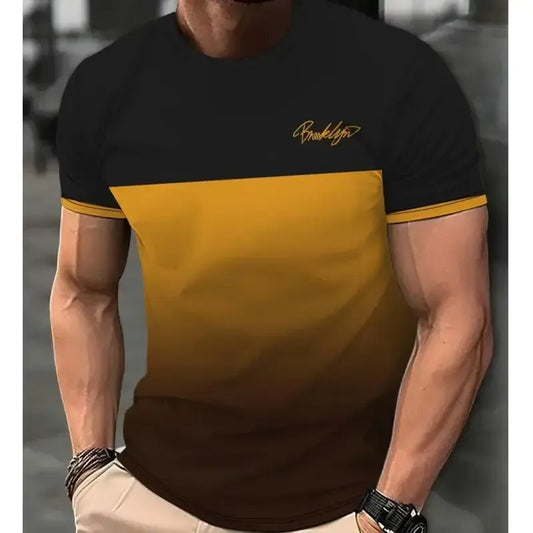 Men's Clothing Short sleeve Top Gradient Color T-shirt-Elegant Fashion Styles
