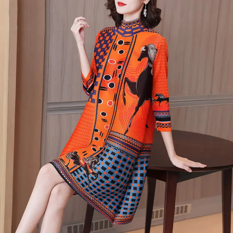 pleated Loose Fit Long one-piece dress gown
