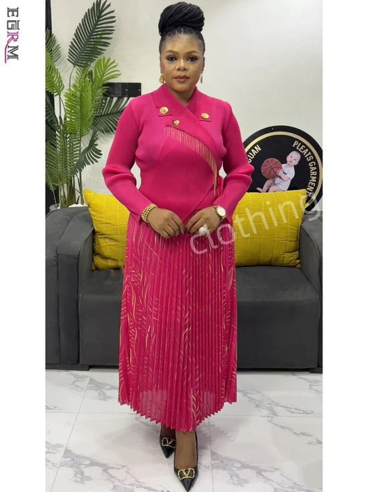Pleated A-line Dress Suit Collar Mid To Long Cinching Women