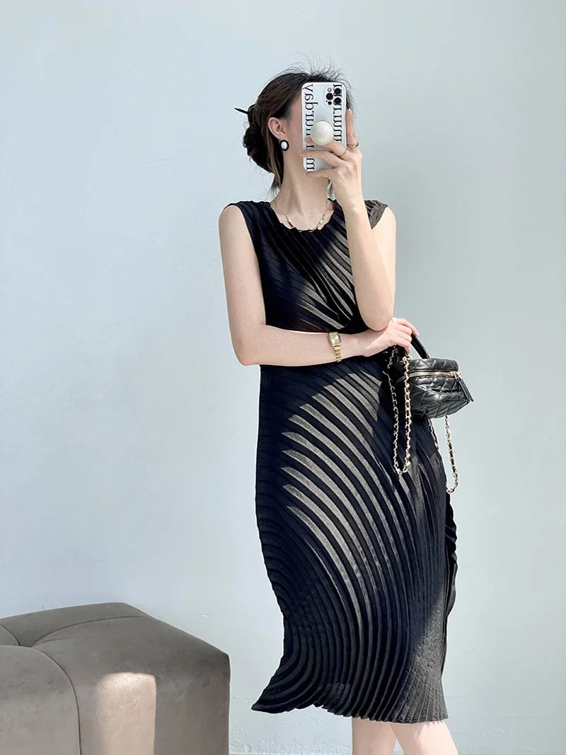 Pleated Sleeveless Dress