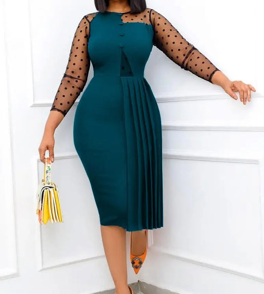 Dresses Women Spliced Long Sleeve Slim Fit Wrap