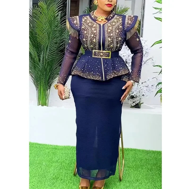 Denicy Women 2 PCS Sets Tops And Skirts Suits Gown Plus Size Wedding Party Dresses