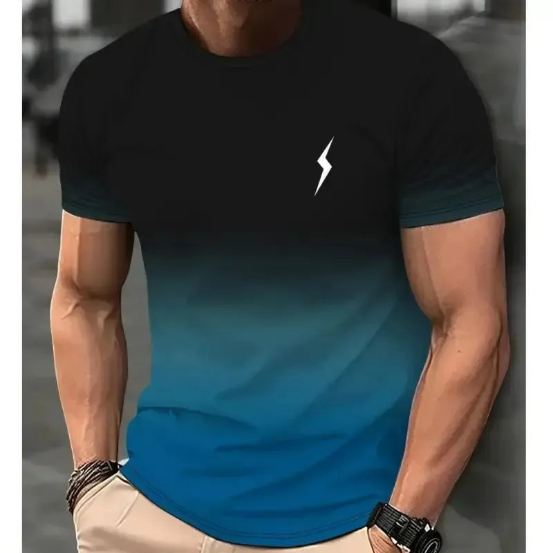 Men's Clothing Short sleeve Top Gradient Color T-shirt-Elegant Fashion Styles