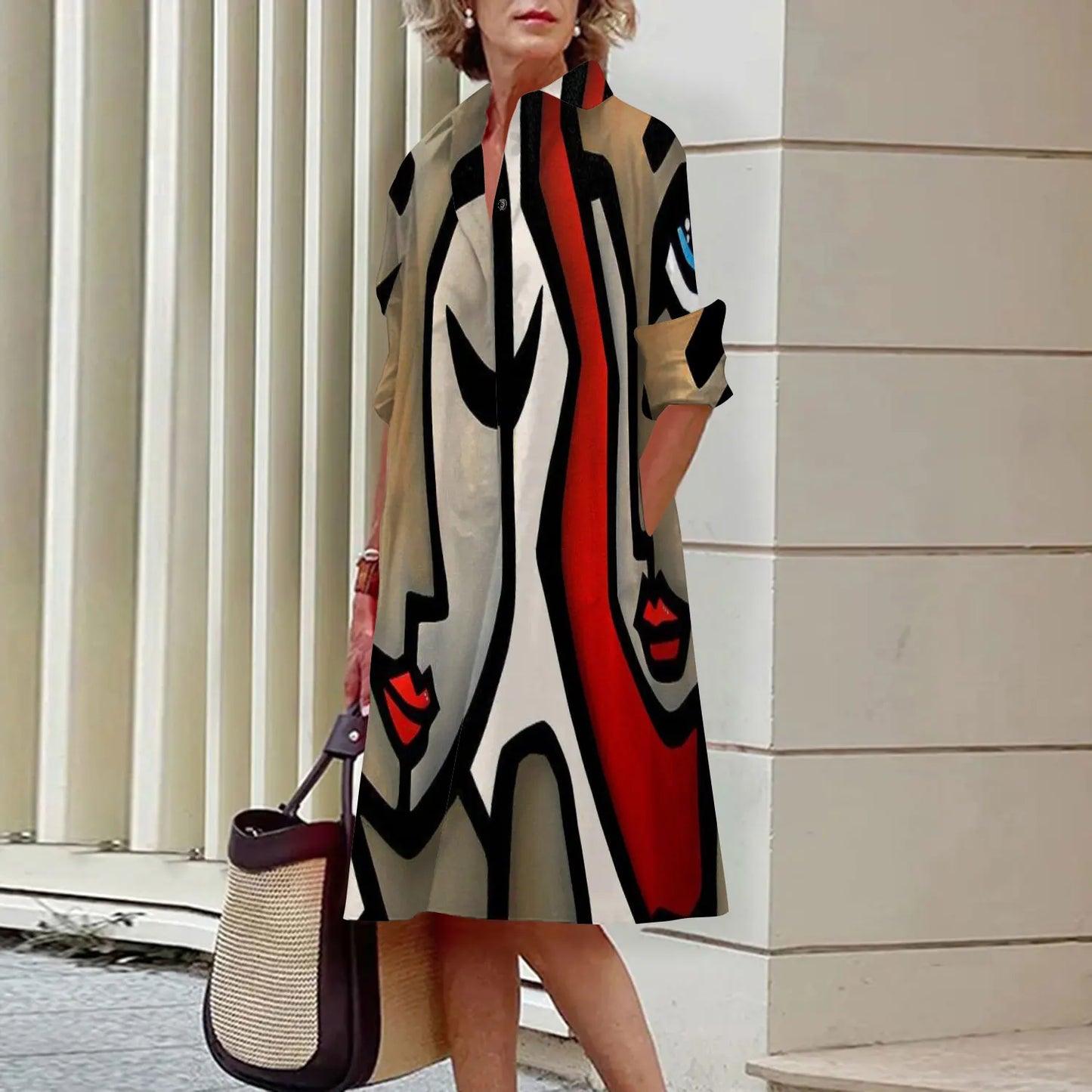 Shirt Women's shirt  Dress Loose Fashion Lapel