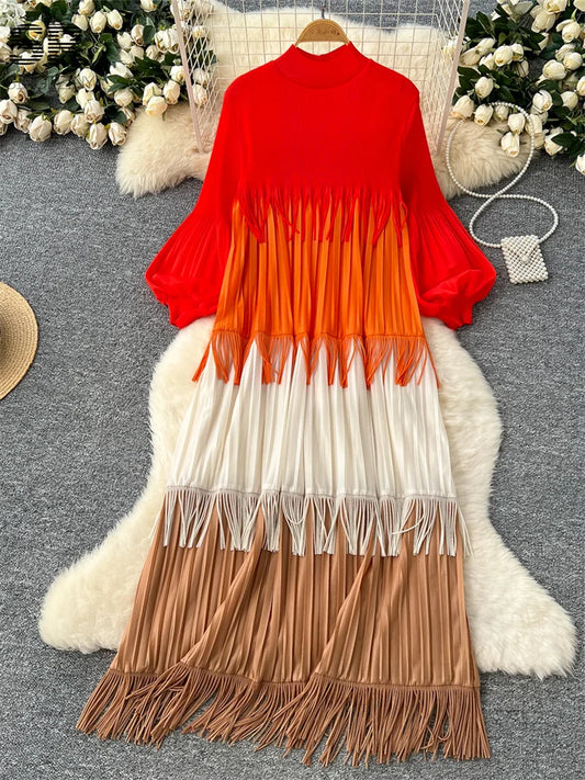 Loose Dress Women Lantern Sleeve Long Dresses