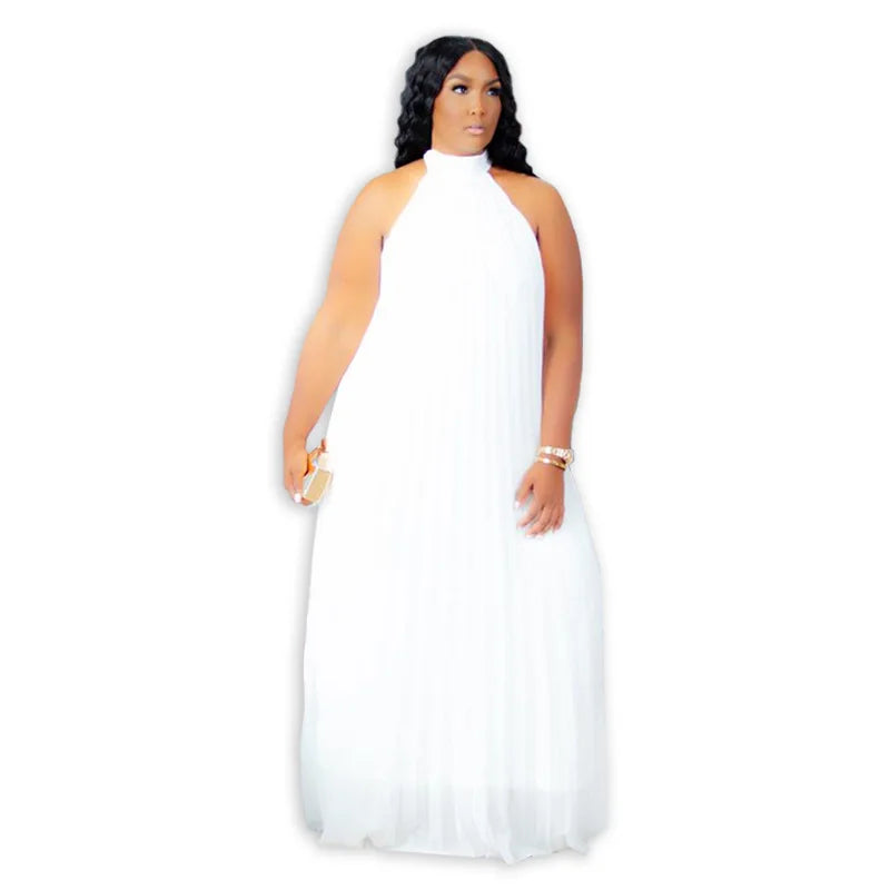 Women Long Dress Bandage Halter Hollow Out A-line Maxi Dresses Outfits