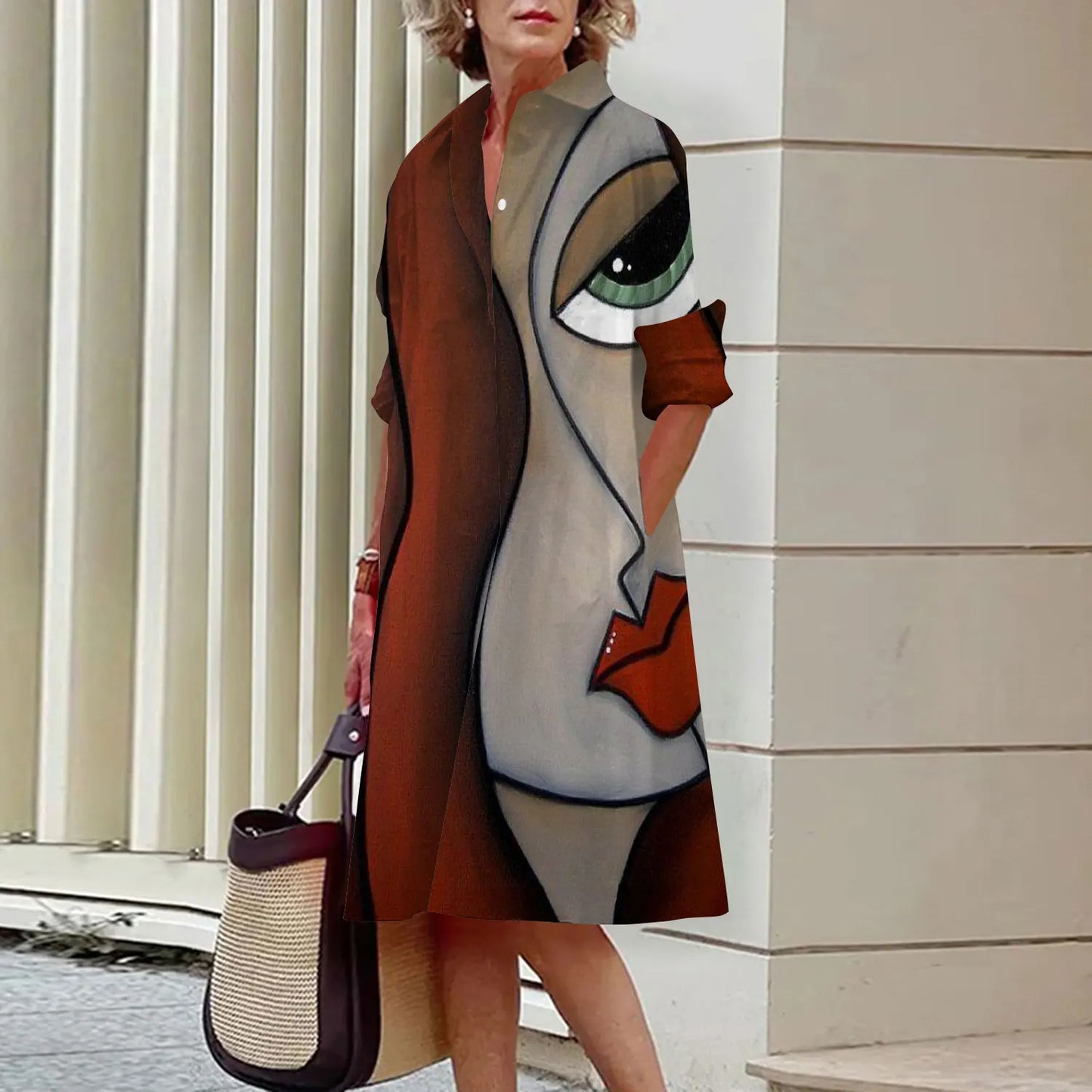 Shirt Women's shirt  Dress Loose Fashion Lapel