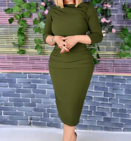 Dresses Women Spliced Long Sleeve Slim Fit Wrap