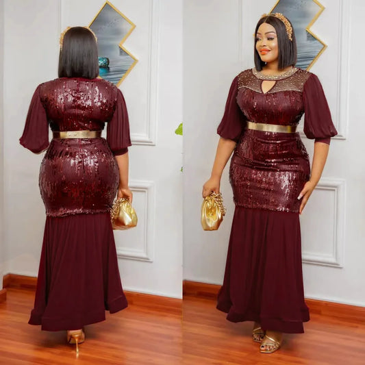 Woman Sequins Wedding Evening Gown Bodycon Maxi Long Dress