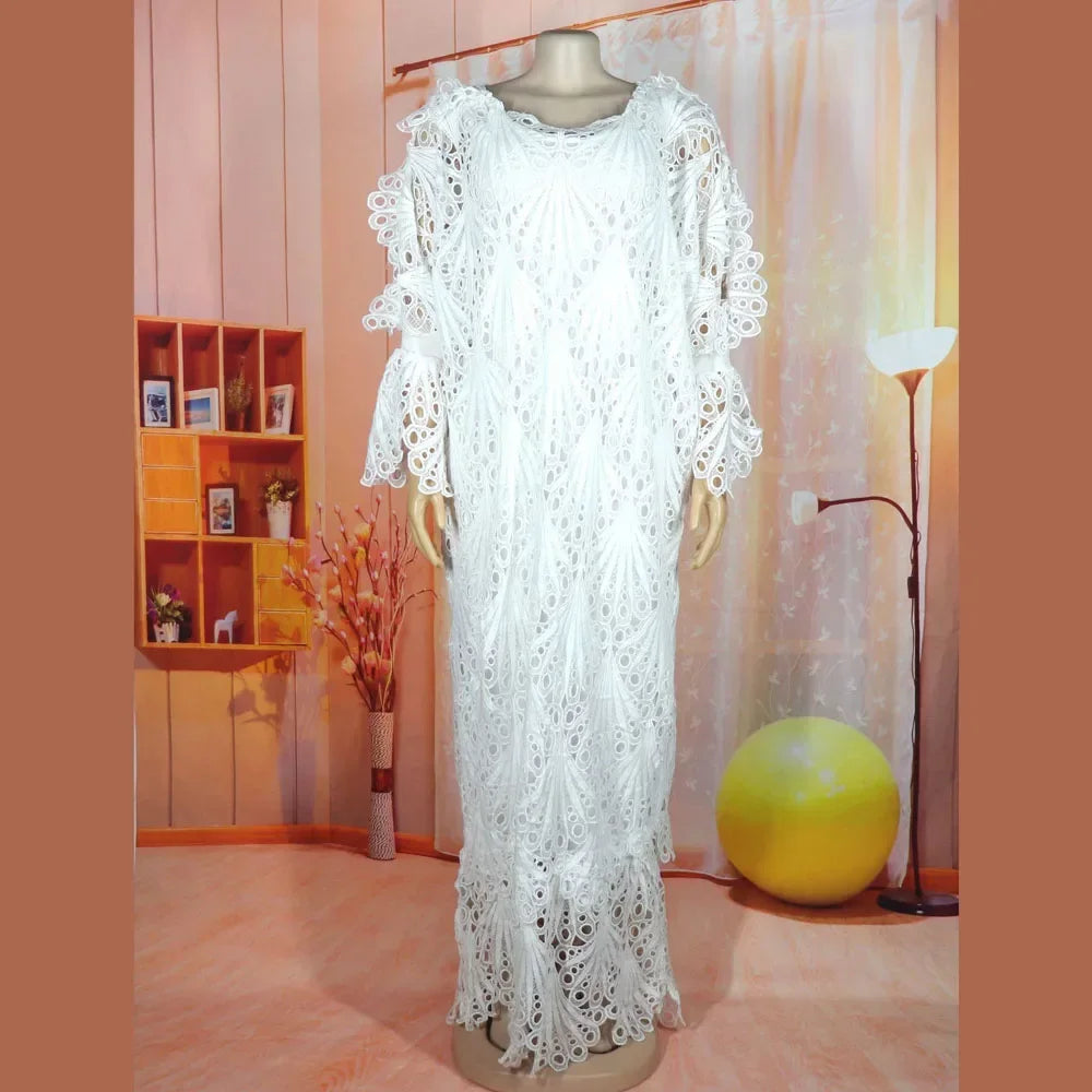 White Lace Dress Women Maxi Dresses Denicy