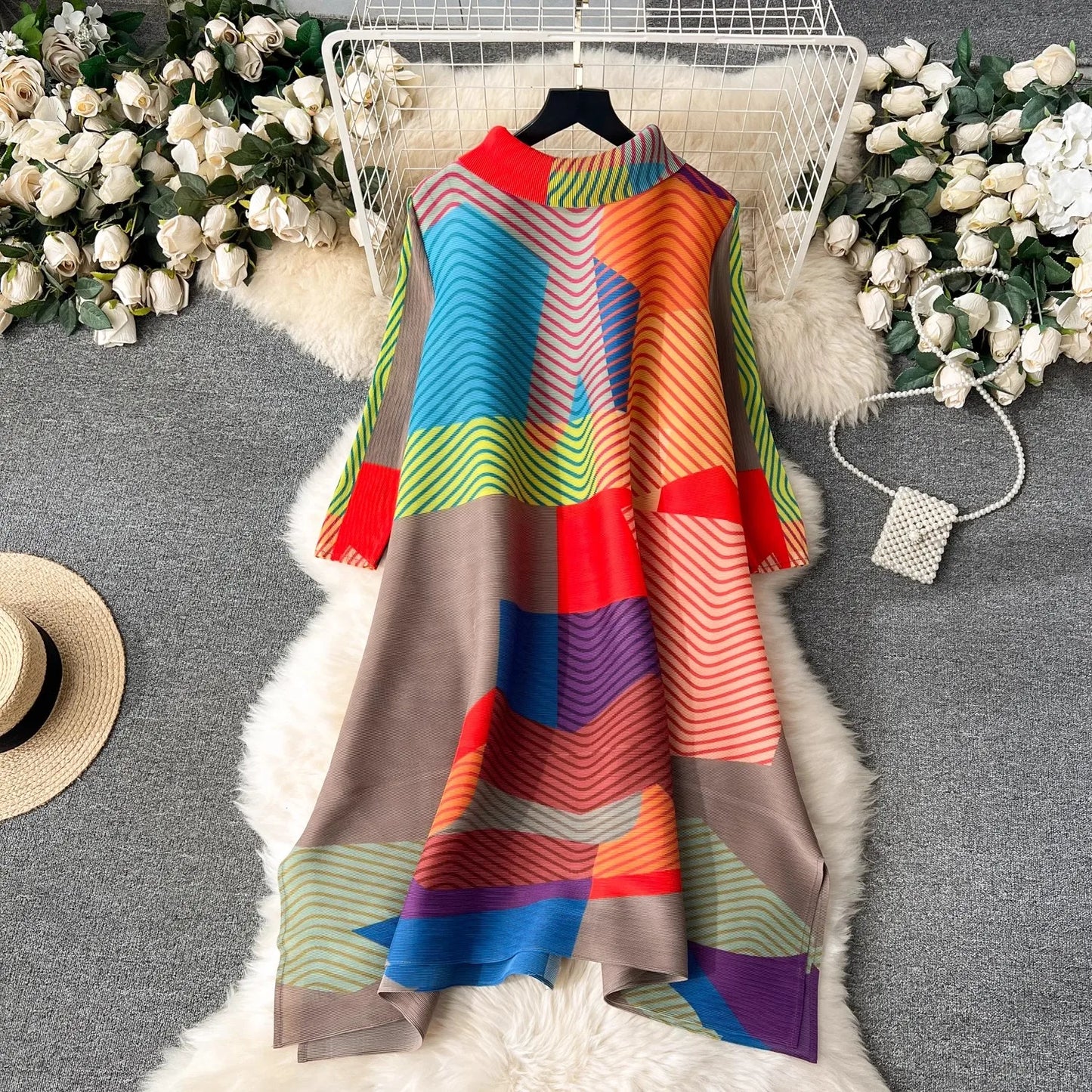 Pleated Dress Women Spring Summer  Irregular Dresses