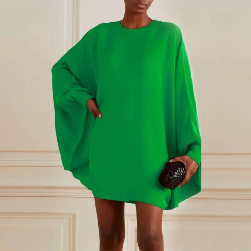 Above Knee Dress Neck Batwing Sleeves Loose Dresses
