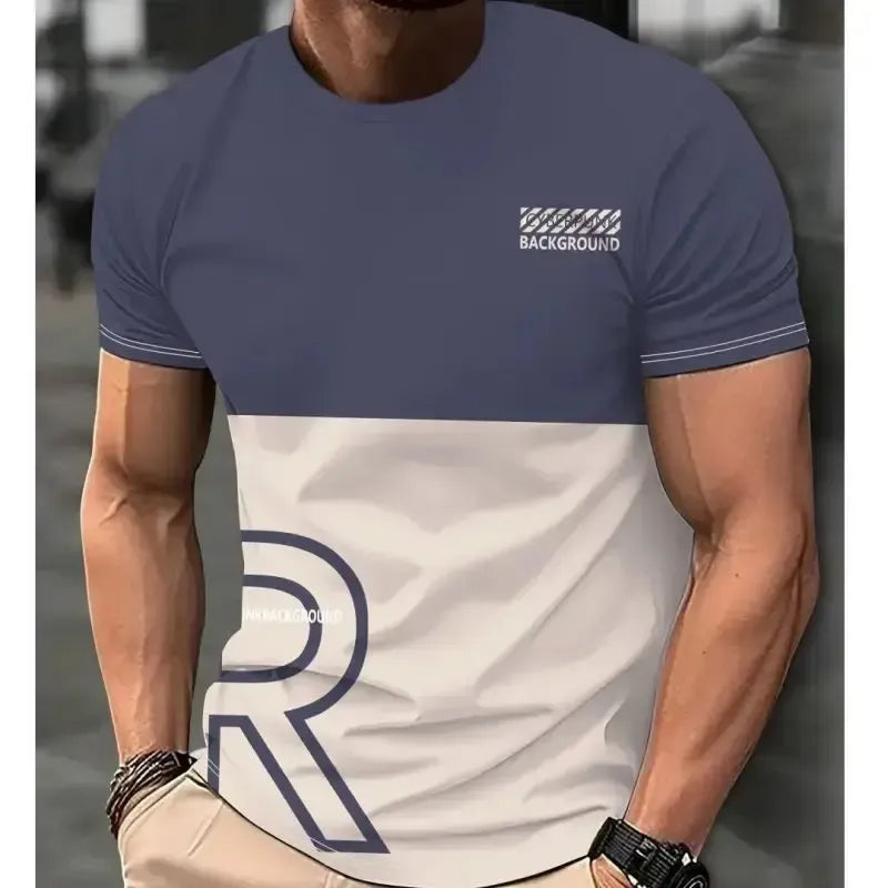 Men's Clothing Short sleeve Top Gradient Color T-shirt-Elegant Fashion Styles
