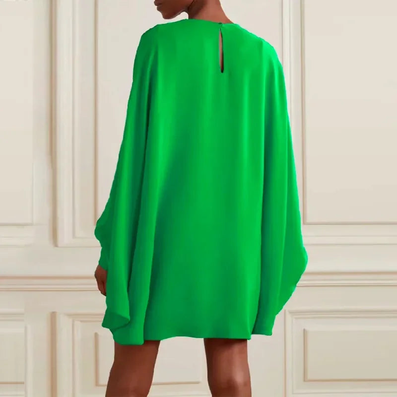 Above Knee Dress Neck Batwing Sleeves Loose Dresses