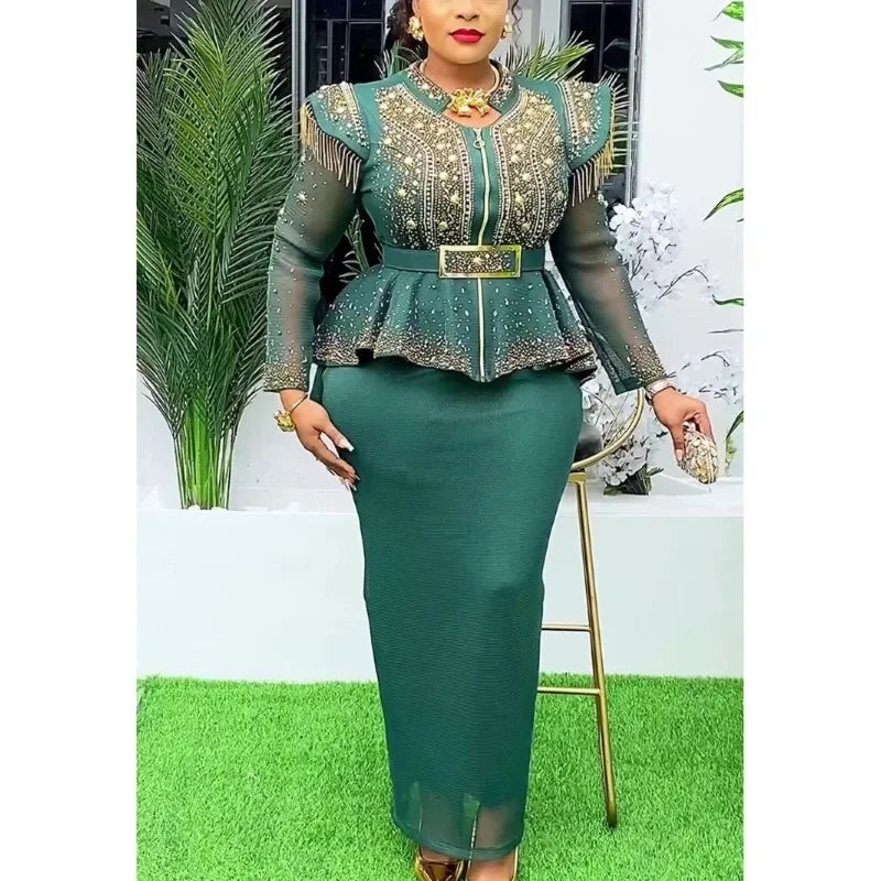 Denicy Women 2 PCS Sets Tops And Skirts Suits Gown Plus Size Wedding Party Dresses