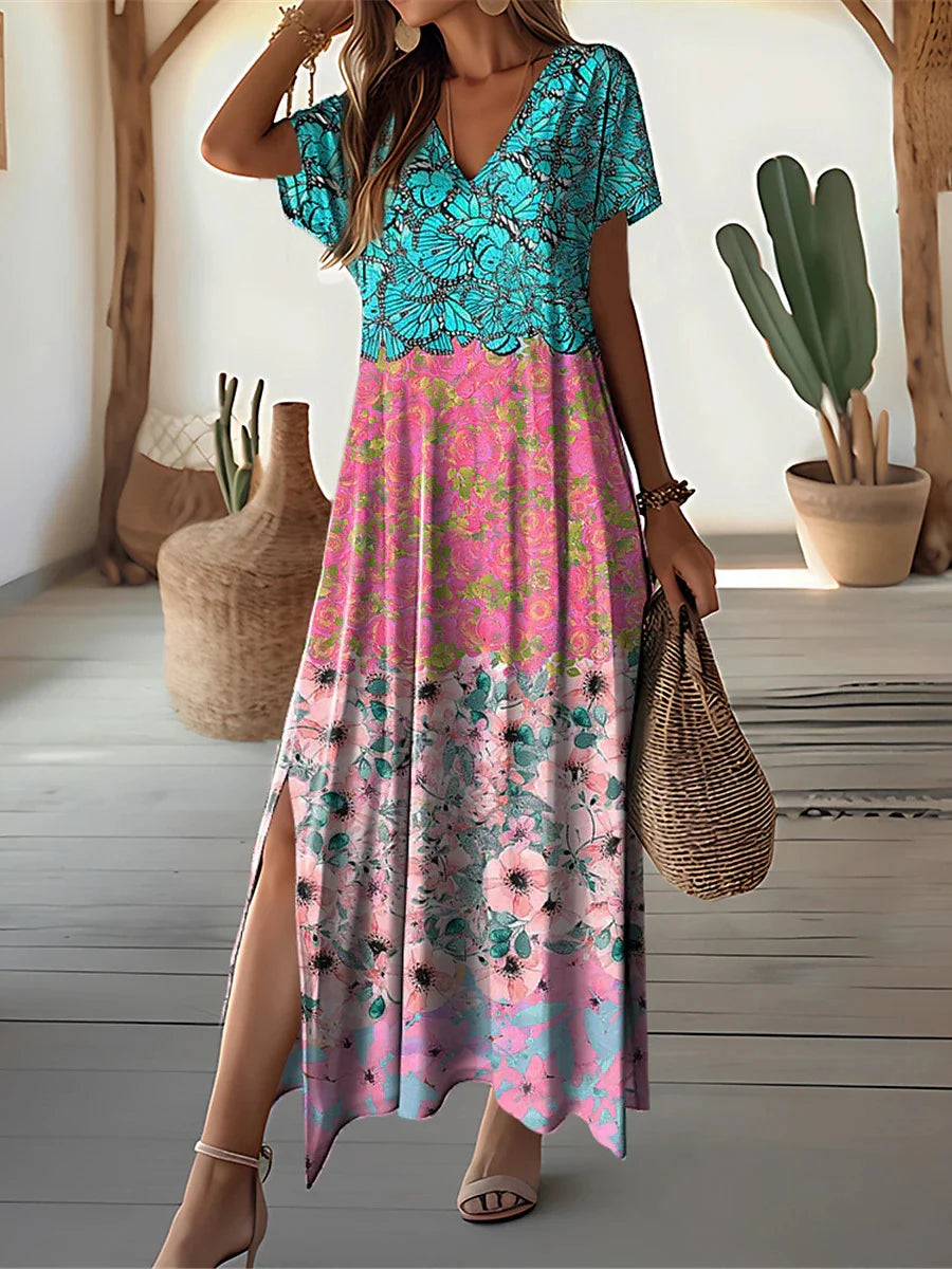 Floral Print Women Dresses Summer Long Dresses
