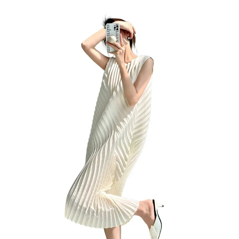 Pleated Sleeveless Dress