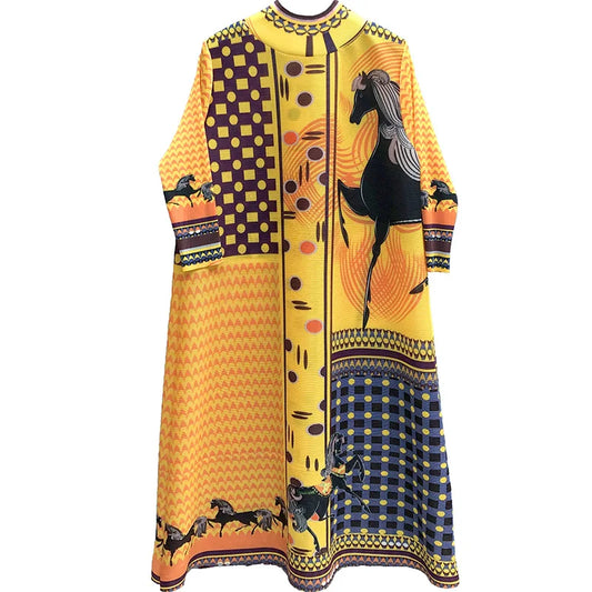 pleated Loose Fit Long one-piece dress gown