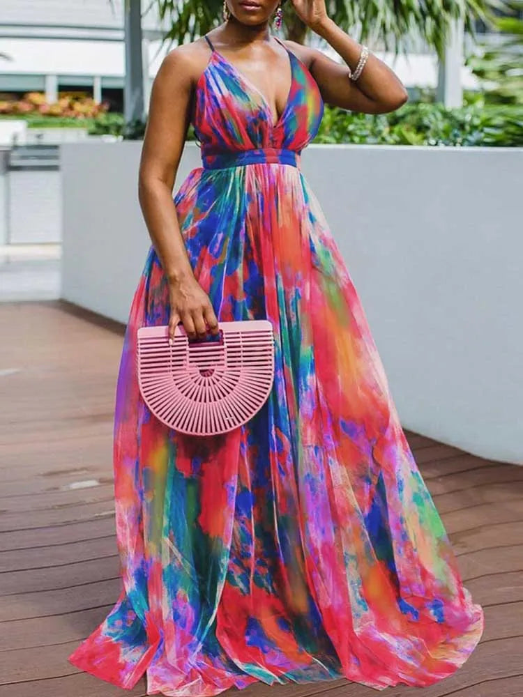 Evening Dresses Elegant and Beautiful Halterneck  Mesh Hem