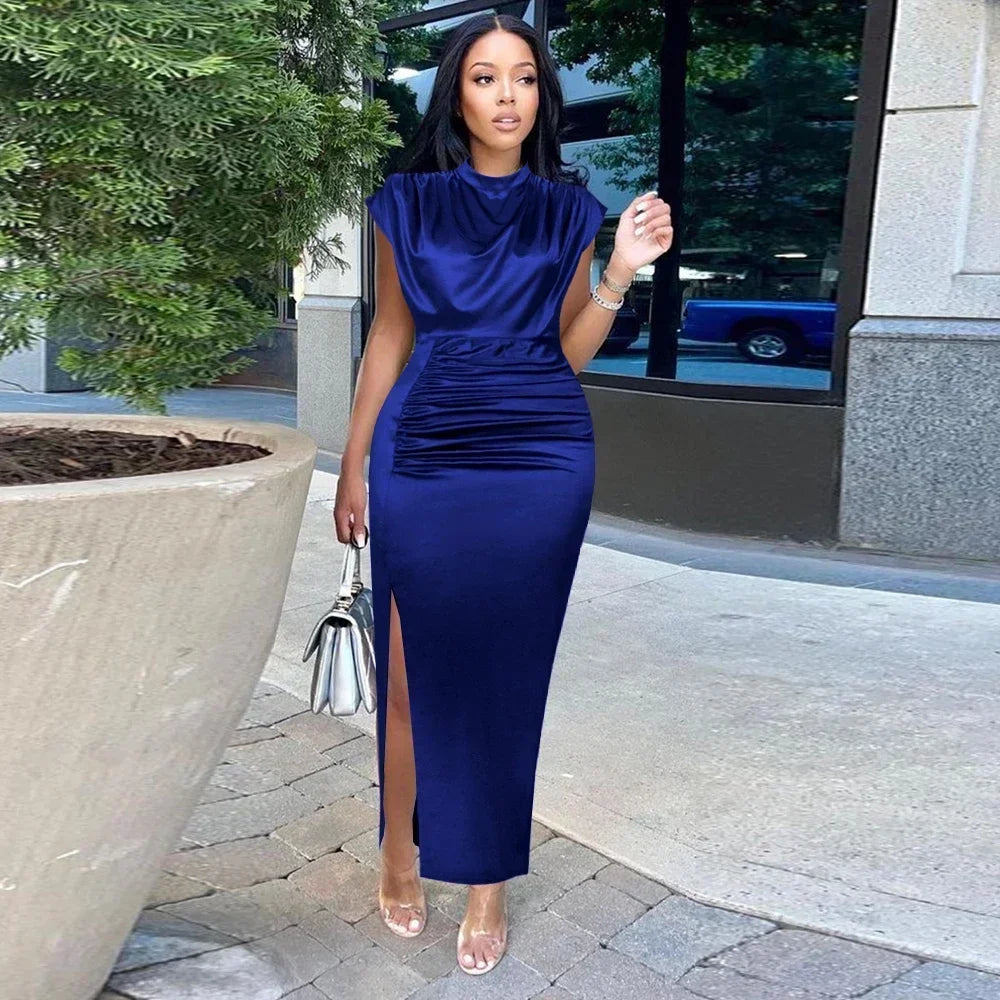 Burgundy Dresses Bodycon Long Prom Slit Evening Birthday Party Cocktail Outfits