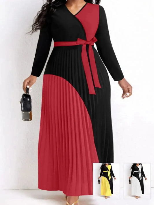 Elegant Fall Maxi Dresses Bandage  Pleated A Line Dress