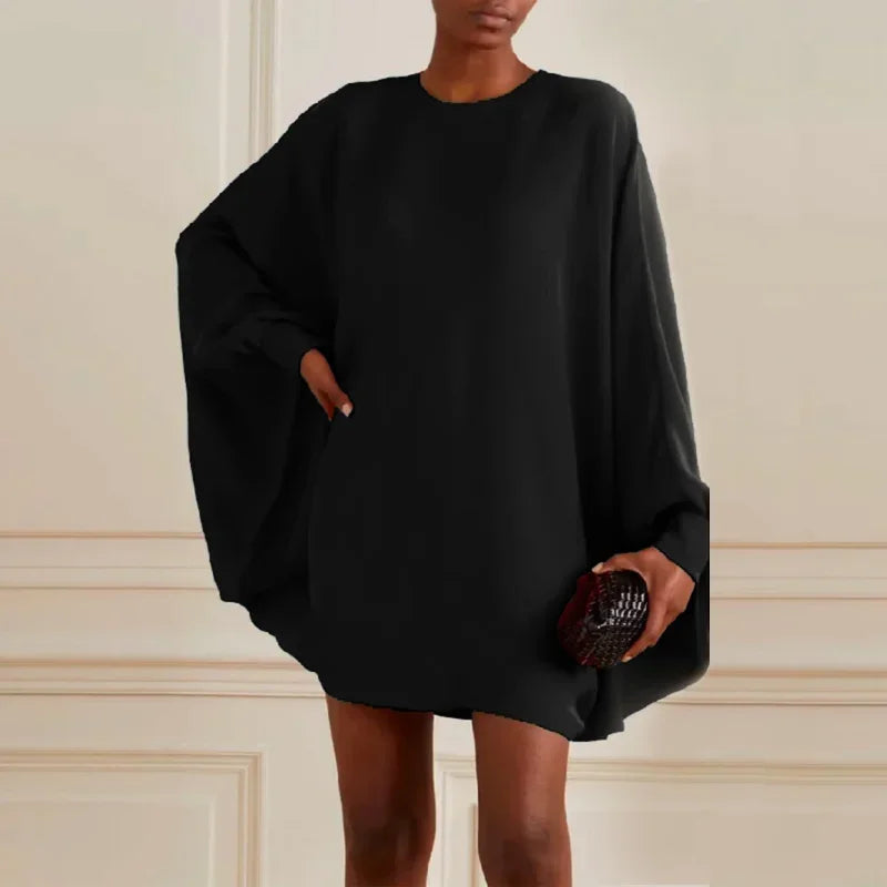 Above Knee Dress Neck Batwing Sleeves Loose Dresses