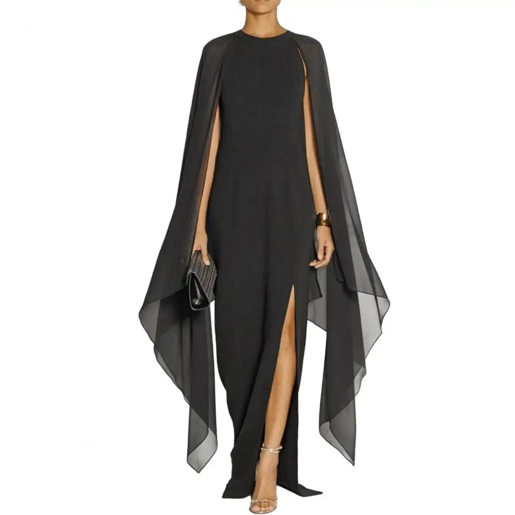 Women Gown Dress Chiffon Maxi Dress  Irregular Shawl Party Gown