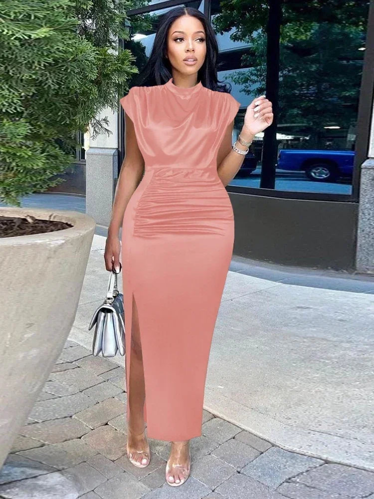 Burgundy Dresses Bodycon Long Prom Slit Evening Birthday Party Cocktail Outfits