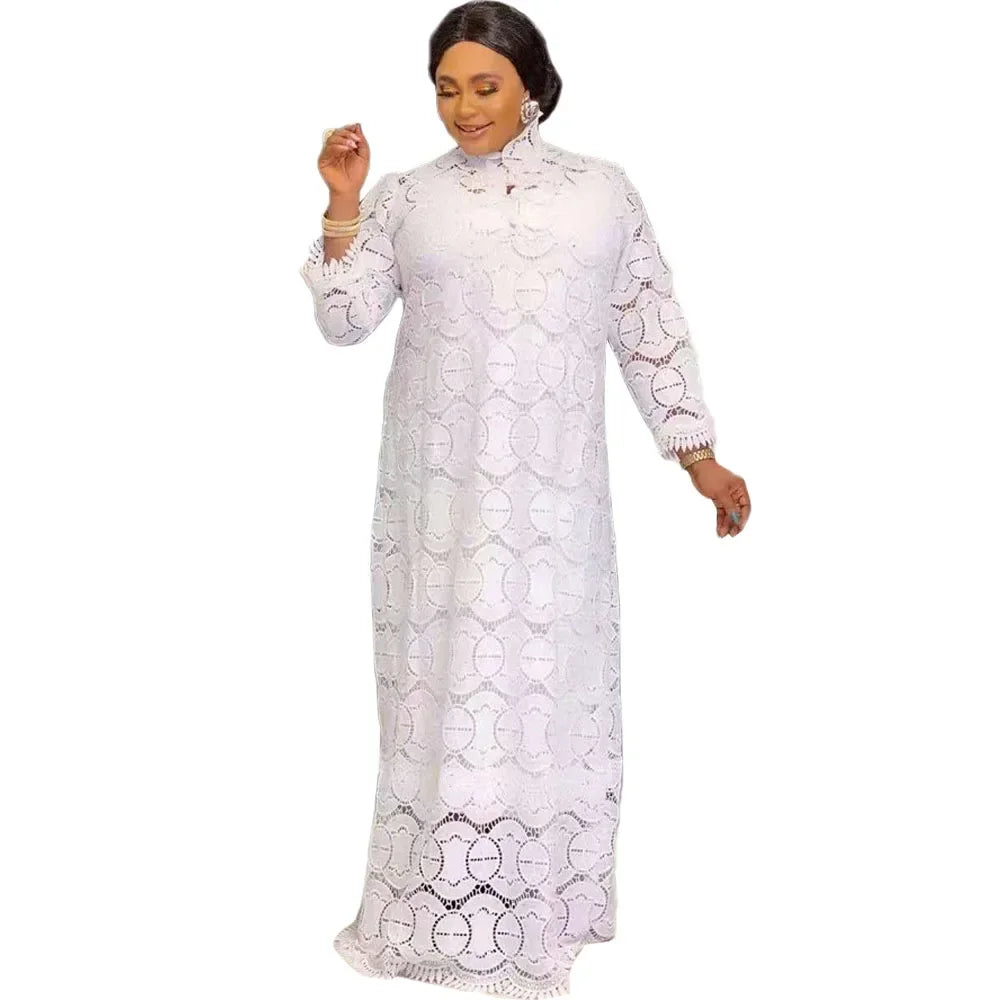 White Lace Dress Women Maxi Dresses Denicy
