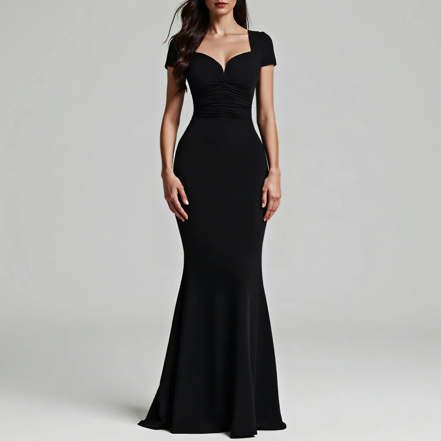 Women's Dresses All Season Party Elegant Solid Color Short Sleeve Plunge Neck Maxi