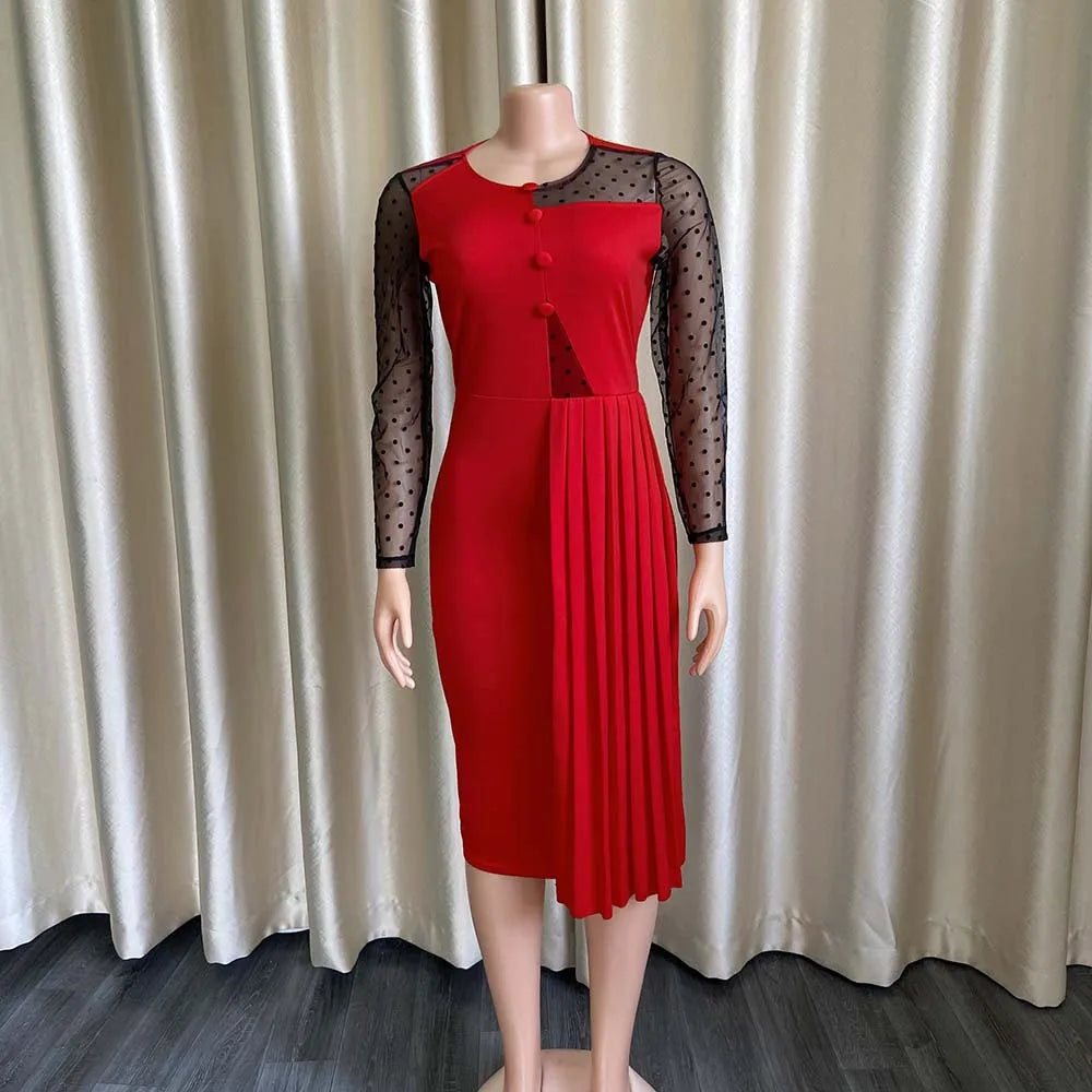 Dresses Women Spliced Long Sleeve Slim Fit Wrap