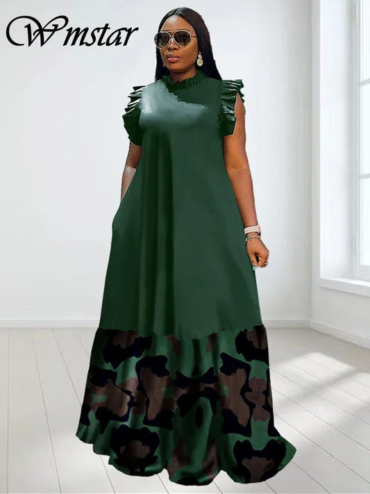 Women Party Patchwork Elegant Full Length Fashion Maxi Dress