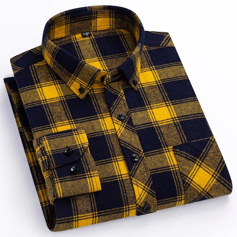 Red long-sleeve shirts men slim fit casual plain shirt Christmas Plaid
