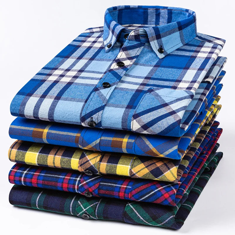 Red long-sleeve shirts men slim fit casual plain shirt Christmas Plaid