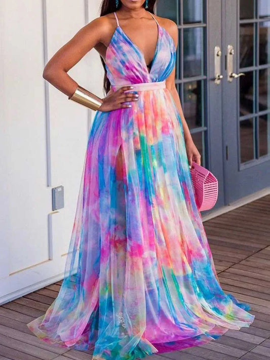Evening Dresses Elegant and Beautiful Halterneck  Mesh Hem