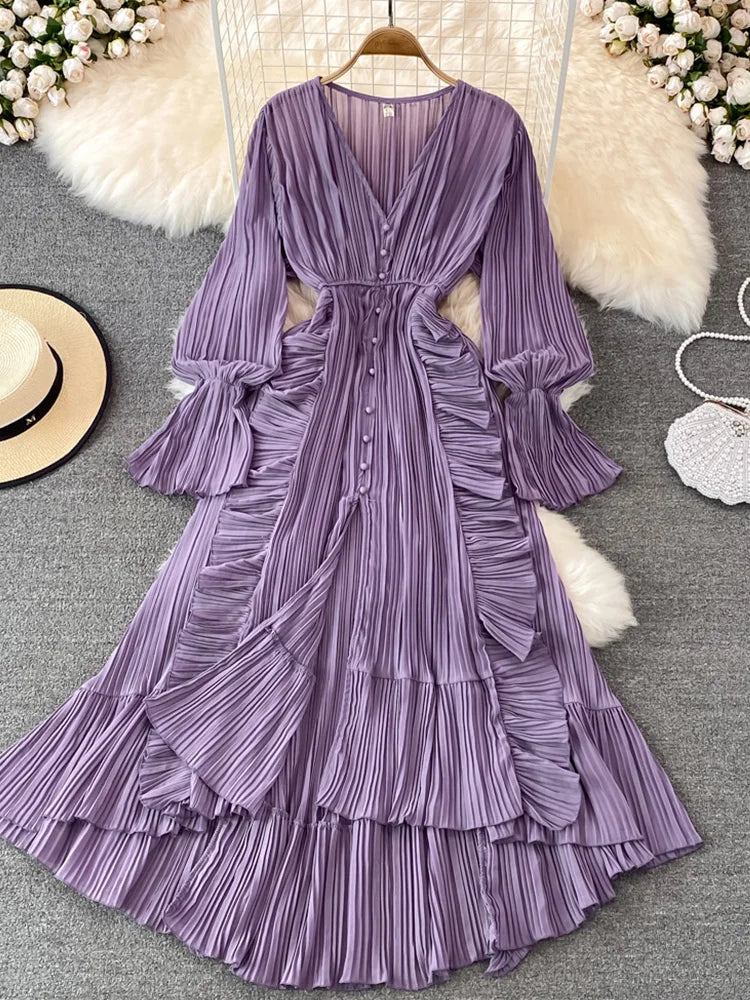 Ankle Length Long Dresses Puff Sleeve Lace Elegant Evening Party Summer Dress