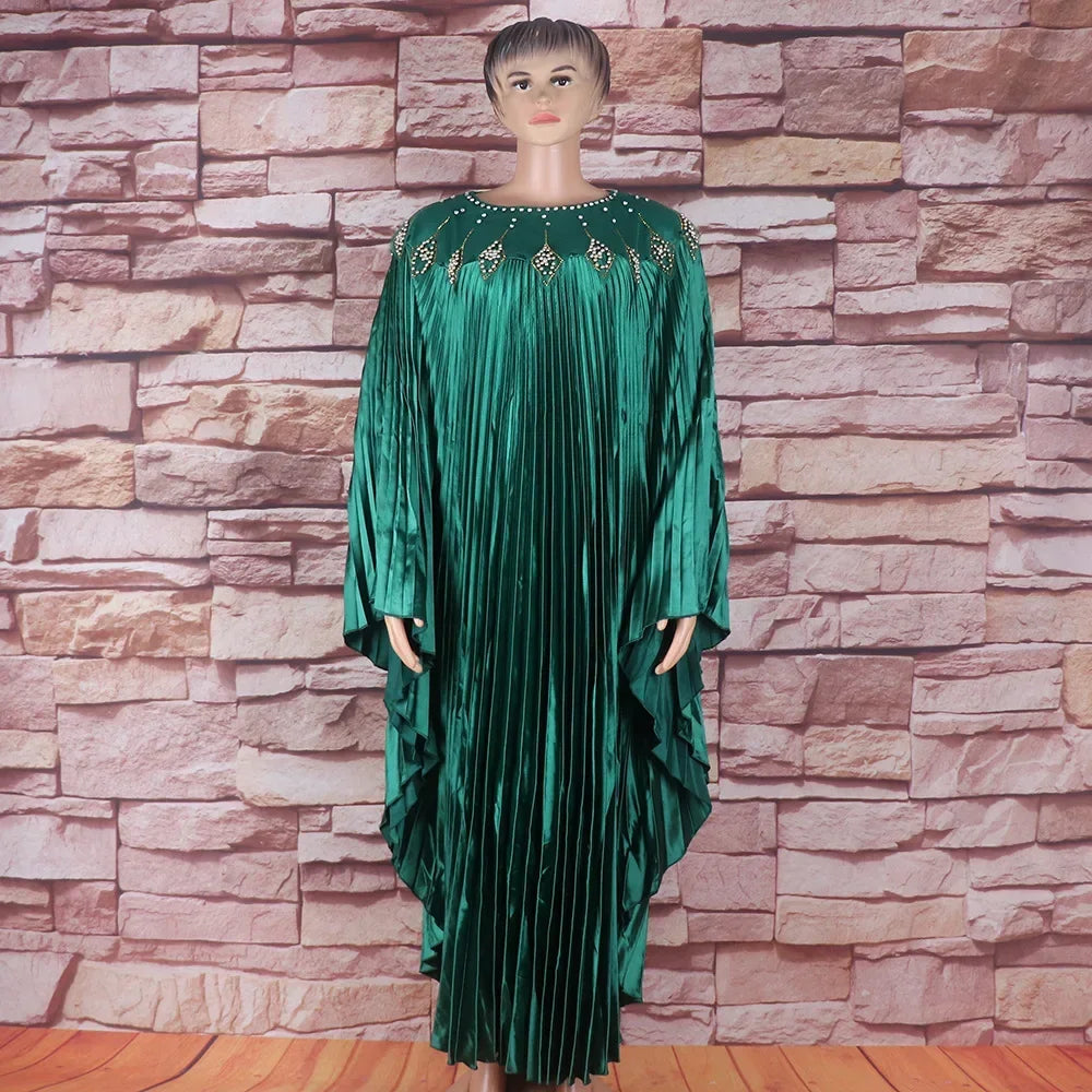 Denicy Plus Size Dresses Long Sleeve Pleated Long Maxi Free SIZE