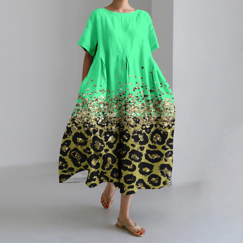 Summer Vintage Ethnic Printed Women Oversized Casual Loose Vacation Dress