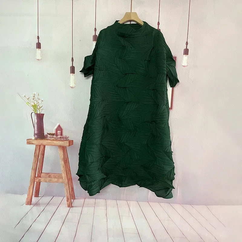 Wrinkle Loose Mid Length Party Dress