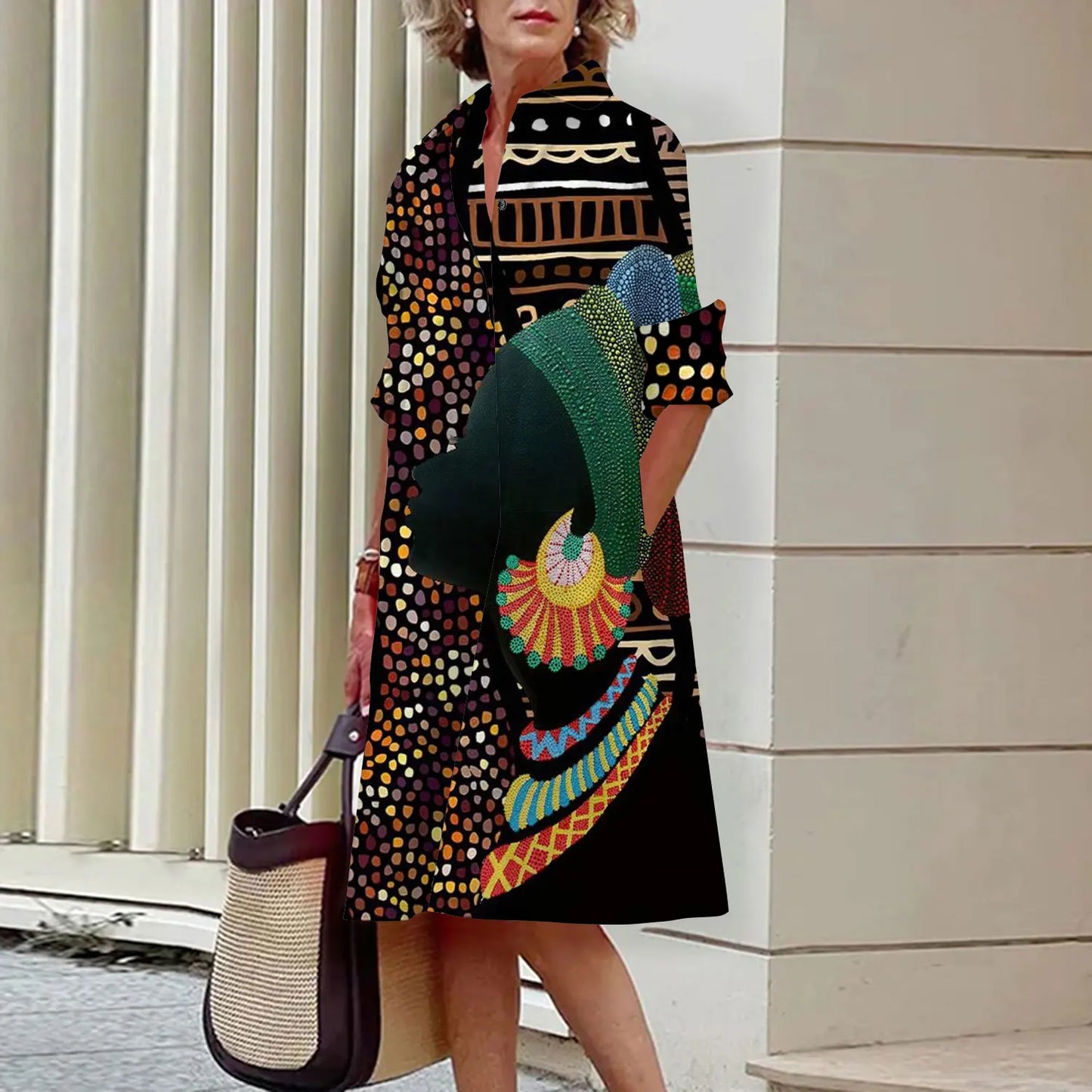 Shirt Women's shirt  Dress Loose Fashion Lapel