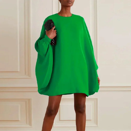 Above Knee Dress Neck Batwing Sleeves Loose Dresses