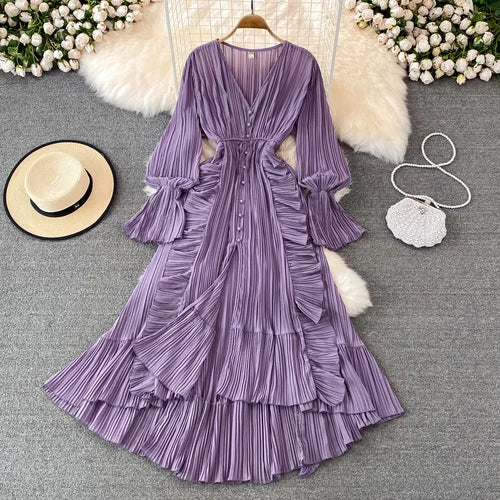 Ankle Length Long Dresses Puff Sleeve Lace Elegant Evening Party Summer Dress