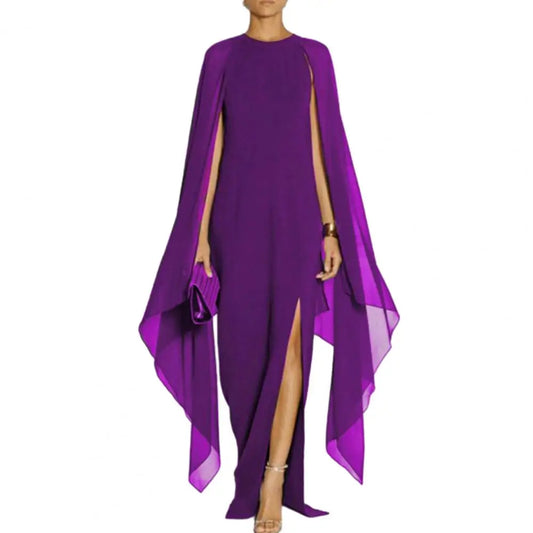 Women Gown Dress Chiffon Maxi Dress  Irregular Shawl Party Gown