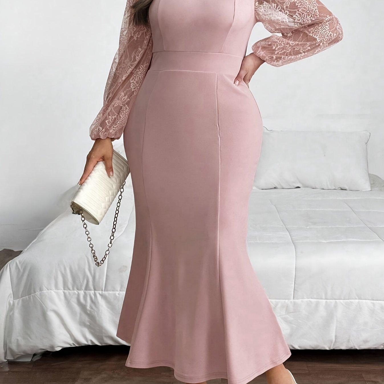 Elegant Midi Tunic Dress Stand Collar Long Regular Sleeves Trapeze Hem Loose Fit-Elegant Fashion Styles