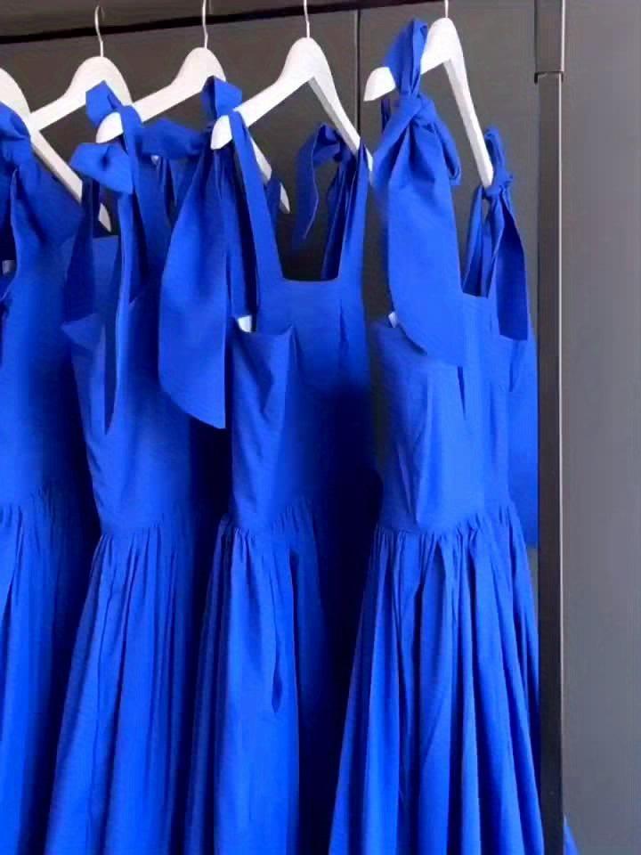 Solid Color Tie Shoulder Dress Sleeveless Tiered Hem Floor Length Dress-Elegant Fashion Styles