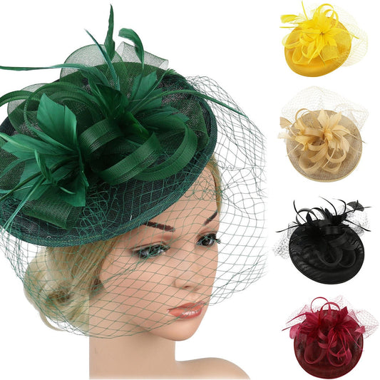 Elegant Hat Strap Flower Feather Party Hat Hair Clip Headband Accessory