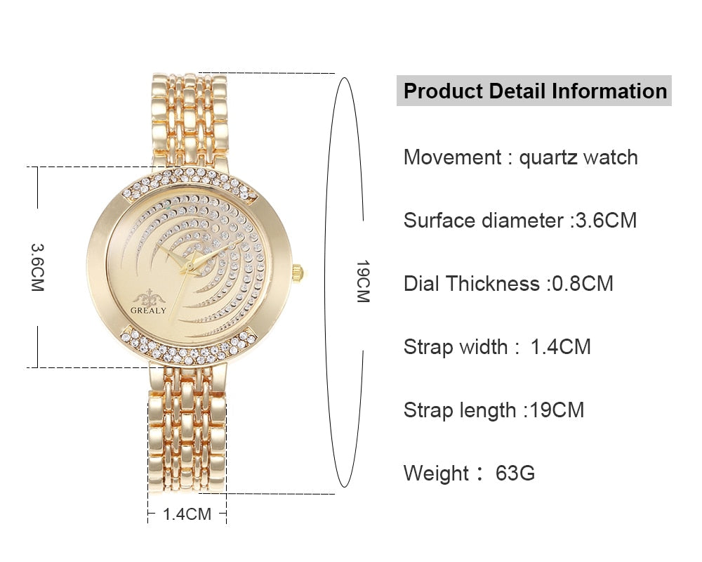 Joneo Luxury Quartz  Bracelet Women Crystal Watch