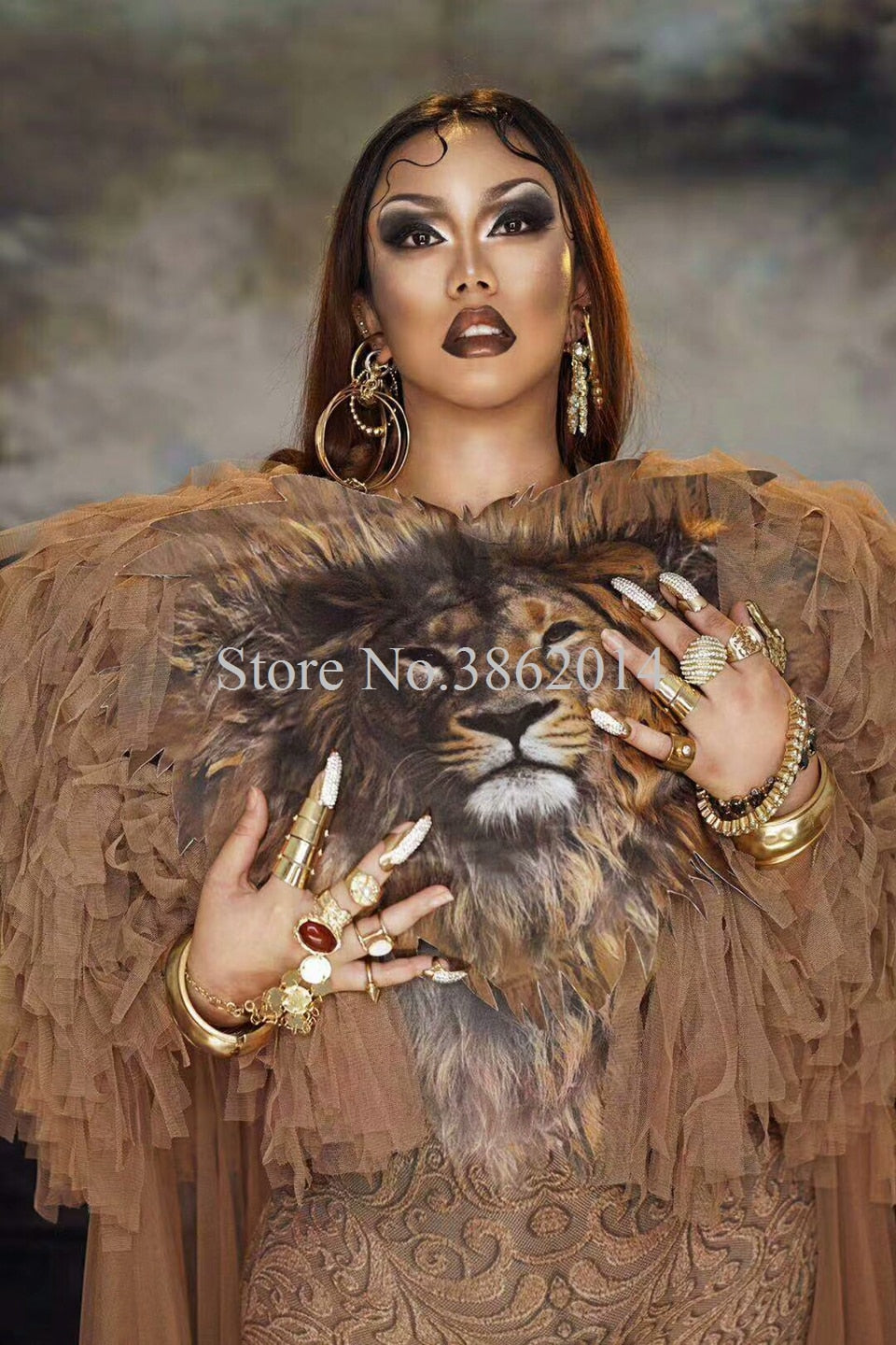 Lion Jumpsuit Cloak Women Singer Stage Outfit Dance Cosplay Model Show