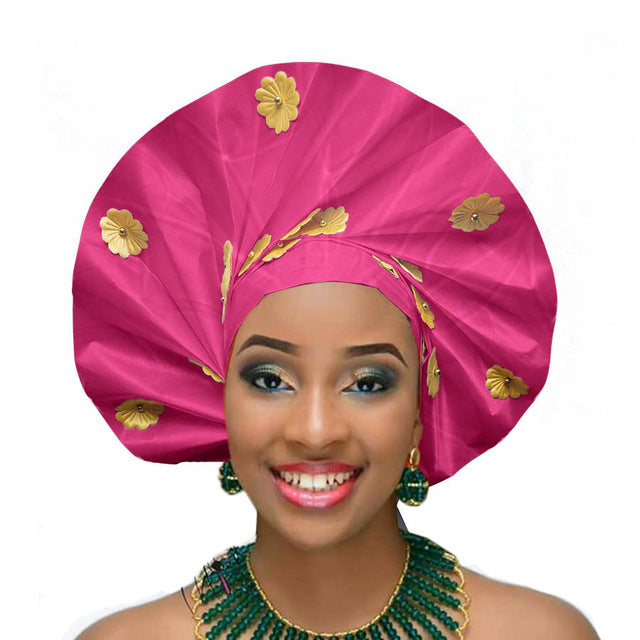 Gailis Ready To Wear Headtie African headwear Ready Made Aso Oke Gele - fushia