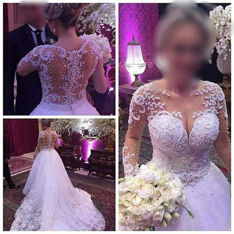 Carmen illusion bridal princess wedding gown - elegant fashion style